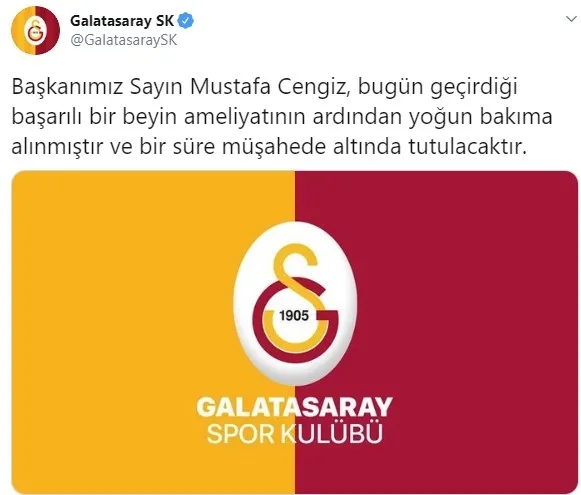 Galatasaray Başkanı Mustafa Cengiz’in ameliyatı sonrasında açıklama geldi