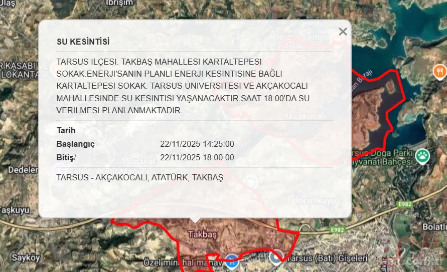Mersin su kesintisi sorgulama: 22 Kasım Mersin’de su kesintisi ne zaman bitecek? 8