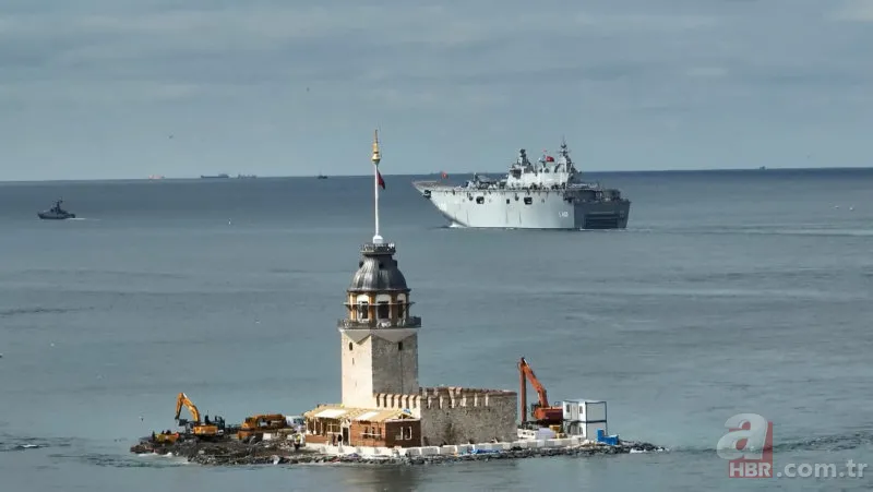 TCG Anadolu demir aldı! Başkan Erdoğan'ı selamladı! Boğaz'da tarihi anlar 11