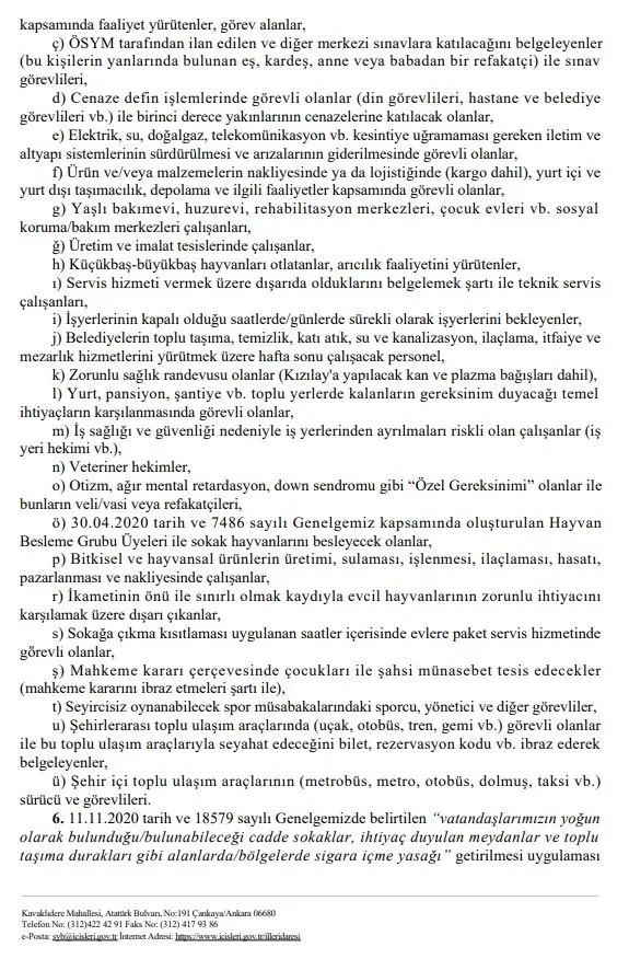 İçişleri Bakanlığı yeni koronavirüs tedbirleri genelgesini yayınladı - 11