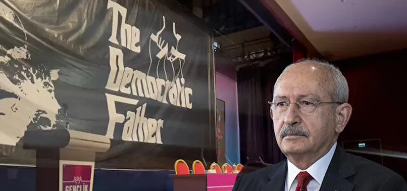 Kemal Kılıçdaroğlu'na 'The Democratic Father' pankartlı karşılama! CHP'liler çok sevindi ama o çizim dikkat çekti: Kime 'kukla demokrat' diyorlar?