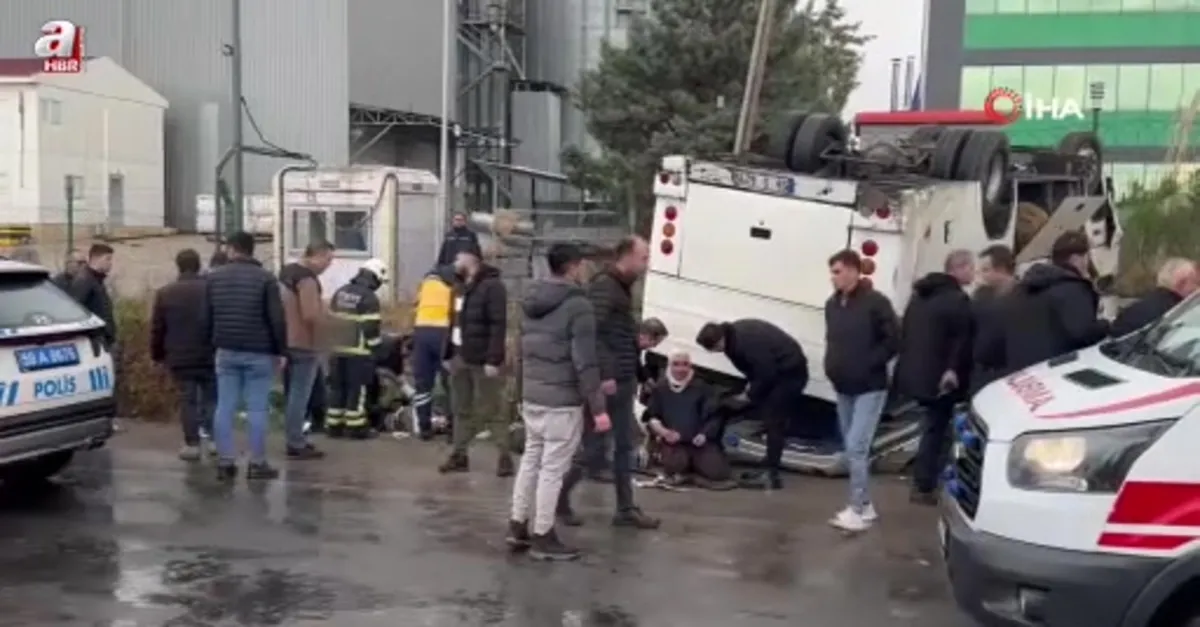 İşçi servisi minibüsü takla attı