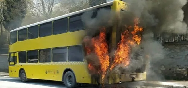 İstanbul’da İETT otobüsü yolcuları ölümden döndü! Alev alev yandı