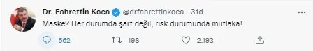 1646496429151.jpg Sağlık Bakanı Fahrettin Koca'dan maske açıklaması! Her durumda şart değil risk durumunda mutlaka... - 2