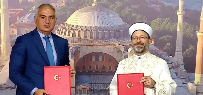 Son dakika: Ayasofya Camii için iş birliği protokolü! Bakan Ersoy: İtina ile korunacak