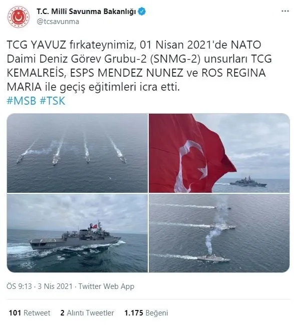 MSB: TCG Yavuz fırkateyni NATO unsurlarıyla geçiş eğitimleri icra etti - 1