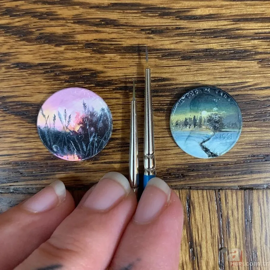 Bozuk para üstünde sanat! Herkes hayran kaldı... 13