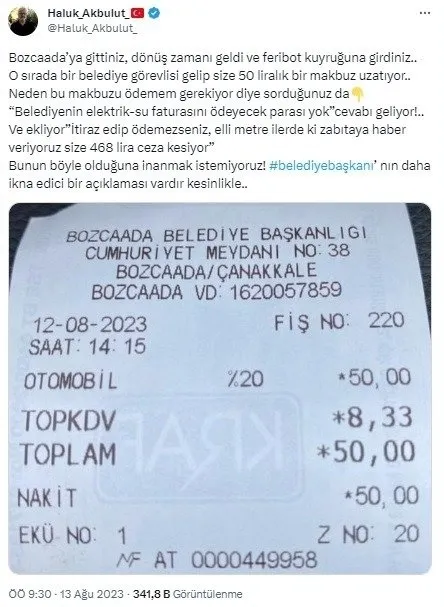 CHP'li Bozcaada Belediyesi halkı haraca bağladı! Makbuzu ödemeyen soluğu zabıtanın "bindirmeli" cezasında alıyor - 2