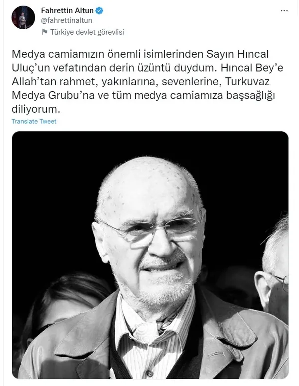 Hıncal Uluç 83 yaşında hayatını kaybetti! Usta yazar için taziye mesajları peş peşe geldi