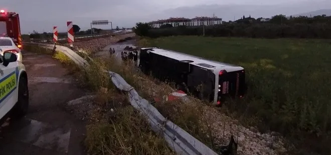 Manisa'da yolcu otobüsü devrildi! 16 kişi yaralandı