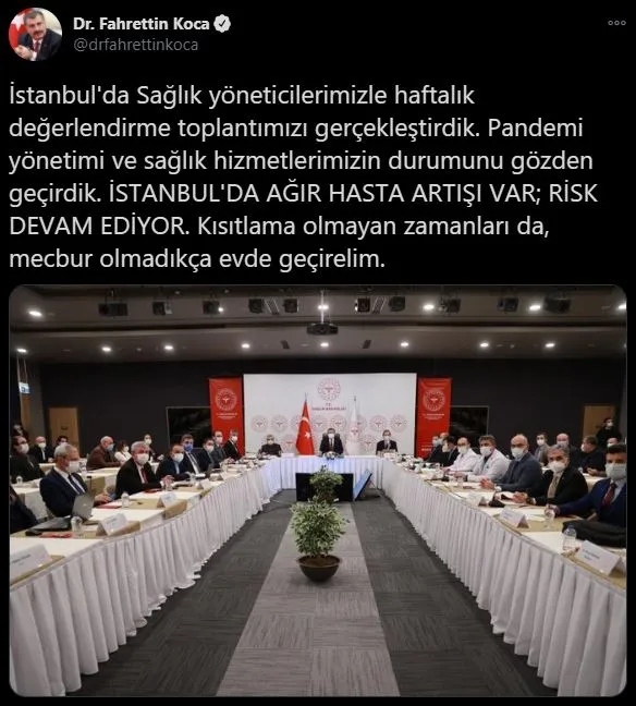 Sağlık Bakanı Fahrettin Koca’dan İstanbullulara koronavirüs uyarısı