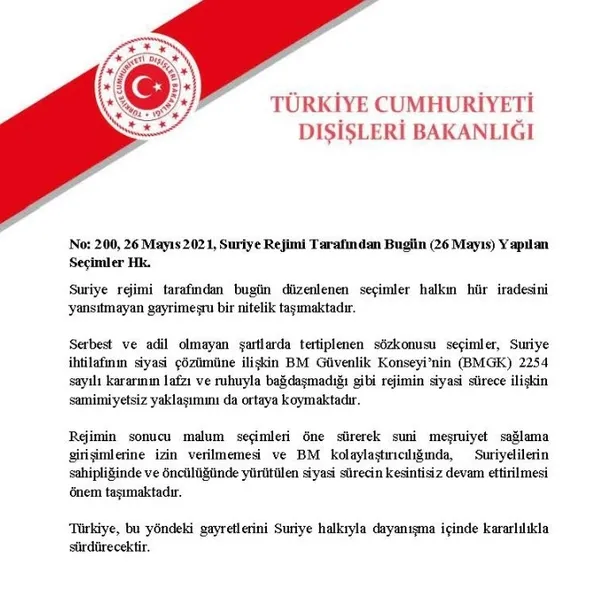 Son dakika: Dışişleri Bakanlığından Suriye rejimi tarafından düzenlenen seçimlere ilişkin açıklama - 3