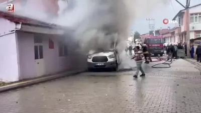 Vezirköprü’de minibüs yangını