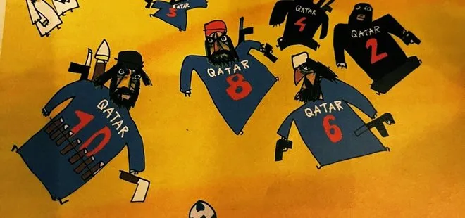 Fransa’da Katar’ı öfkelendiren karikatür: Futbolcuları terörist olarak tasvir ettiler