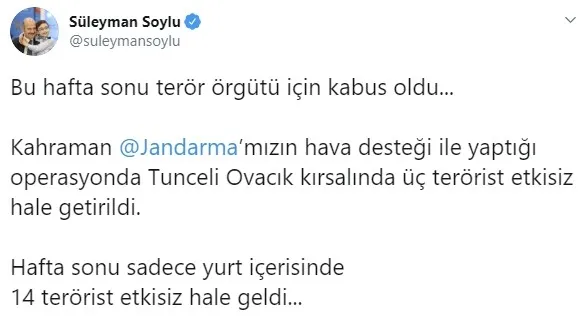 Son dakika: İçişleri Bakanı Süleyman Soylu’dan terör operasyonları hakkında açıklama