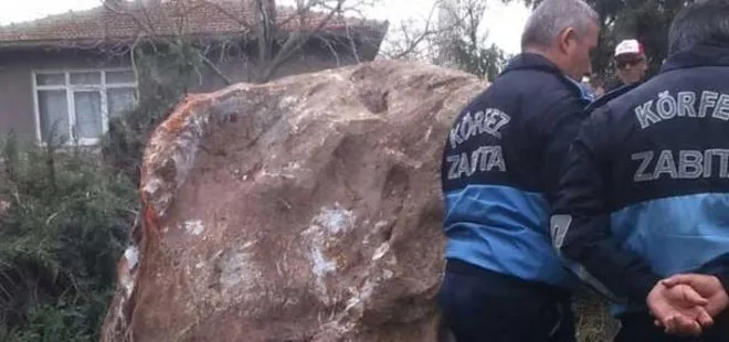 2 tonluk kaya taş ocağından mahalleye düştü