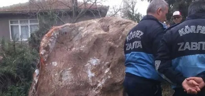 2 TONLUK KAYA TAŞ OCAĞINDAN MAHALLEYE DÜŞTÜ