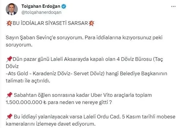 Özgür Özel’i CHP’nin başına getiren 50 milyon dolar! CHP’li Tolgahan Erdoğan’dan bomba açıklamalar: Bu iddialar siyaseti sarsar
