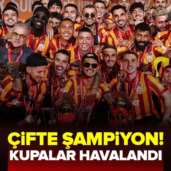 Süper Lig şampiyonu Galatasaray’dan üç kupalı kutlama! İşte zaferin fotoğrafları...