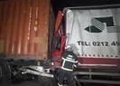 TIRa arkadan çarpan kamyon kağıt gibi ezildi
