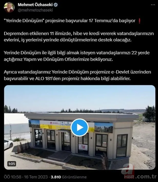 DEPREMZEDE HİBE DESTEĞİ BAŞVURU EKRANI | 2 yıl geri ödemesiz, 10 yıl vadeli faizsiz kredi müjdesi! Yerinde Dönüşüm Projesi başvuru nasıl yapılır, şartları neler? Konut / iş yeri ödeme planı... 2