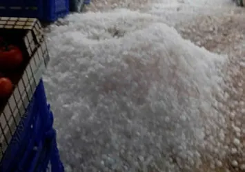 Ceviz büyüklüğünde dolu yağdı