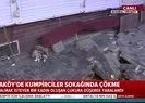 Beşiktaş Ortaköyde şoke eden olay! Kumpircilerin önündeki yolda göçük oluştu