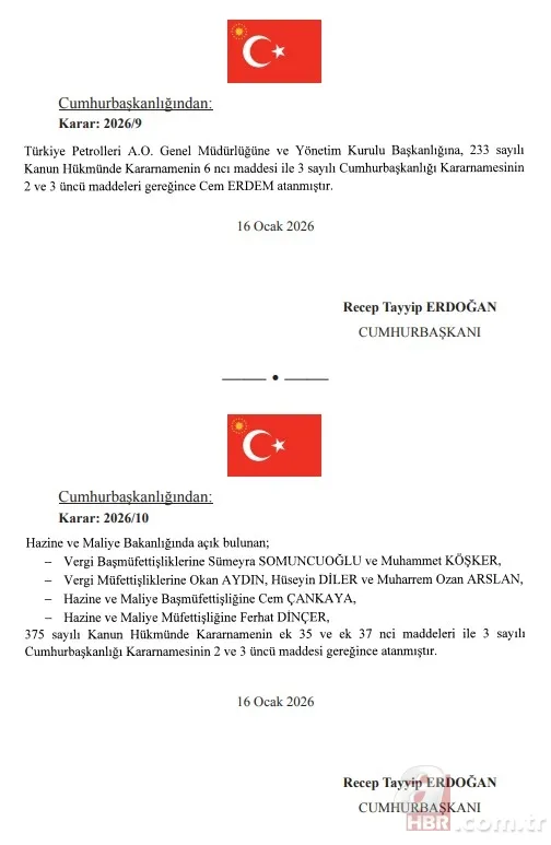 Bazı bakanlık ve kurumlarda görev değişikliği! Atama Kararları Resmi Gazete'de 5