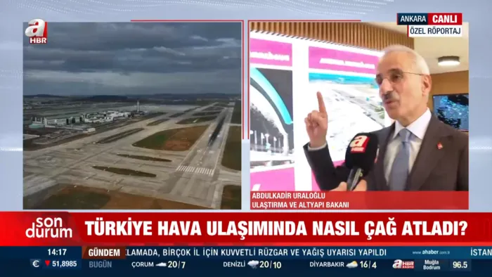Ulaştırma ve Altyapı Bakanı Abdulkadir Uraloğlu A Haber'de! Türkiye hava ulaşımında nasıl çağ atladı? - 1