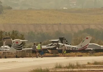Çatalca'da iniş yapan eğitim uçağı pistten çıktı