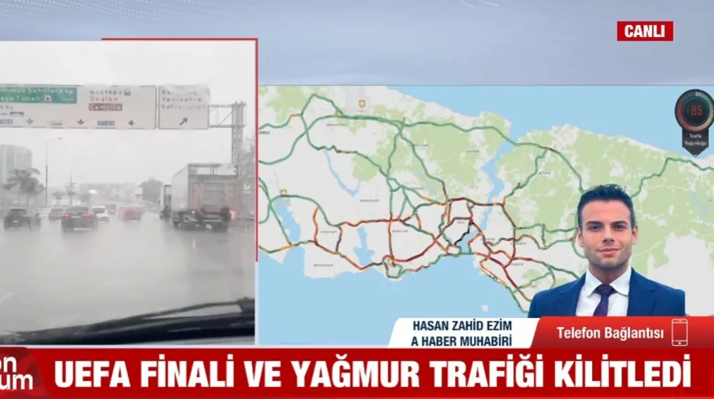 UEFA finali ve yağmur trafiği kilitledi