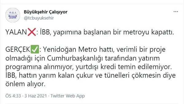 CHP’li İBB Sancaktepe Yenidoğan metro hattının yapımını durdurdu!
