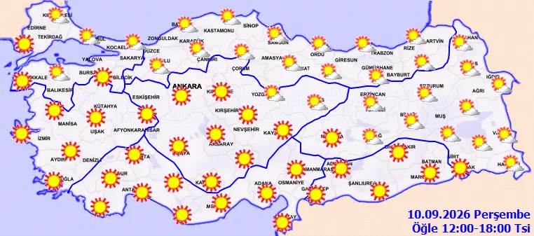 Meteoroloji'den haftalık hava tahmini! Hafta sonu rekor sıcaklık, 14 Eylül'de yağış - 1