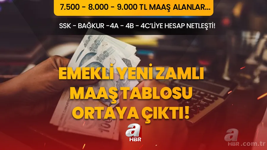 2 veri geldi, SSK- Bağ-Kur 4A, 4B, 4C'liye hesap netleşti! Emekli yeni zamlı maaş tablosu ortaya çıktı! 7.500, 8.000, 8.500, 9.000 TL maaş alanlar... 1