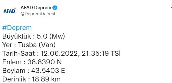 Son dakika: Van’da 5 şiddetinde deprem | 2022 SON DEPREMLER - 2