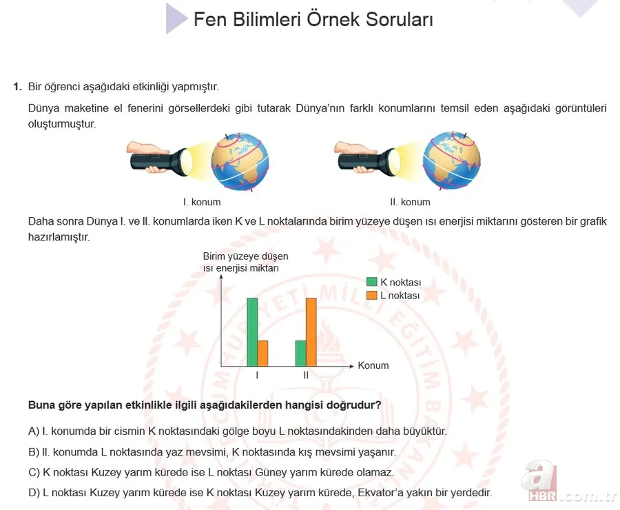 Mart ayı LGS örnek sorular listesi yayımlandı! MEB 2021 LGS sayısal - sözel örnek sorular ve cevap anahtarı 13