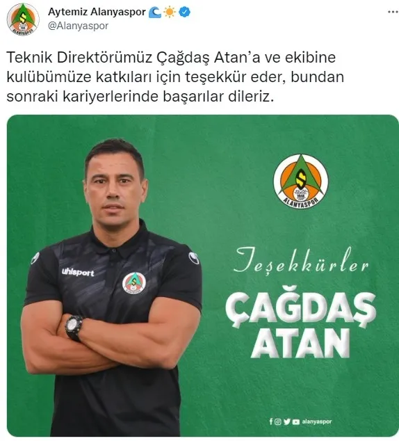 Son dakika: Aytemiz Alanyaspor’dan flaş açıklama: Çağdaş Atan ile yollarımız ayrıldı