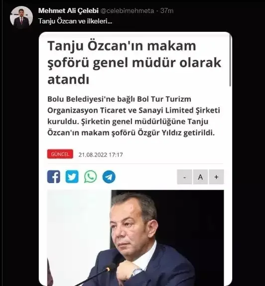 Mehmet Ali Çelebi’den kendisini hedef alan Tanju Özcan’a ayar: Çelebi devlet adamıdır Özcan günü kurtarır