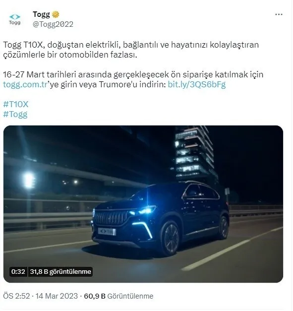 TOGG ’TRUMORE’ ön sipariş nasıl verilir? TRUMORE uygulaması nedir, nasıl indirilir? TOGG SATIŞ FİYATI...