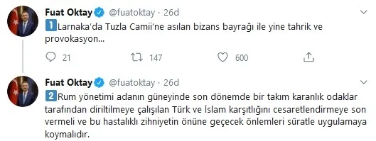 Son dakika: Cumhurbaşkanlığından Güney Kıbrıs'ta camiye Bizans bayrağı asılmasına tepki - 1