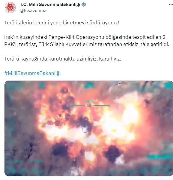 MSB: Pençe-Kilit Operasyonu bölgesinde 2 PKK’lı terörist öldürüldü! İşte o anlar...