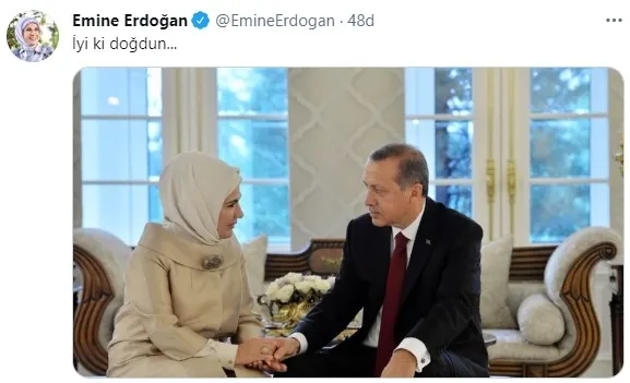 Emine Erdoğan, eşi Başkan Erdoğan’ın doğum gününü kutladı