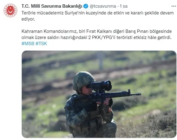 Son dakika... MSB: 2 PKK-YPG'li terörist öldürüldü - 1