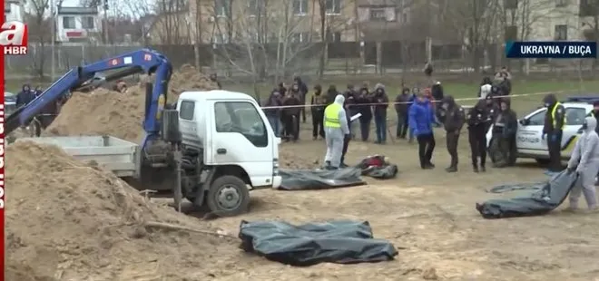 A Haber ekibi Ukrayna’da! Bucha’da bulunan toplu mezarlar açılıyor