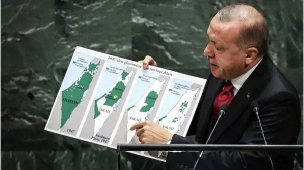 Başkan Recep Tayyip Erdoğan’ın yıllar önce gösterdiği Filistin-İsrail haritası güncellendi! İşte o tarihi konuşma