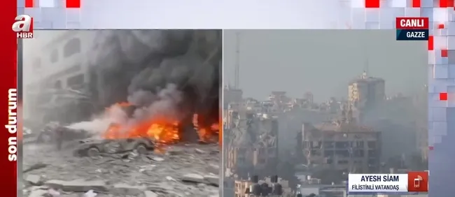 Bombardıman altındaki Gazze’den canlı gelişmeler! Filistinli Ayesh Siam A Haber’de anlattı
