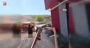 Kereste deposunda korkutan yangın