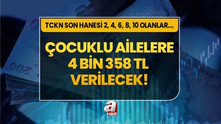 1, 2, 3, 4 çocuklu ailelere nakdi yardım! Başvuru formunu doldurana 4 bin 358 lira verilecek! TCKN son hanesi 2, 4, 6, 8, 10 olanlar...