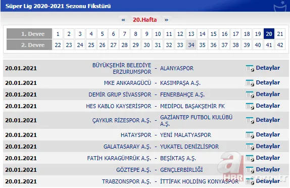 Süper Lig'de 2020/2021 sezonunun 42 haftalık fikstürü belli oldu! İşte Süper Lig'in 42 haftalık fikstürü 21