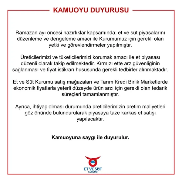Son dakika: Et ve Süt Kurumu'ndan kırmızı et fiyatları hakkında flaş açıklama! Fiyat istikrarı hususunda gerekli tedbirler alınmaktadır - 1